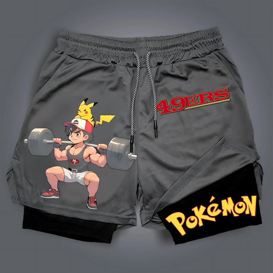 PREMIUM NFL X SF Casual Pokemon Streetwear Double Layer Shorts NDT TDT125