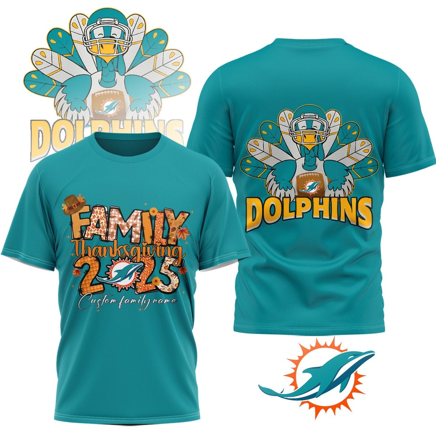 PREMIUM NFL x MIA Thanksgiving 3D Shirt NDT NHM