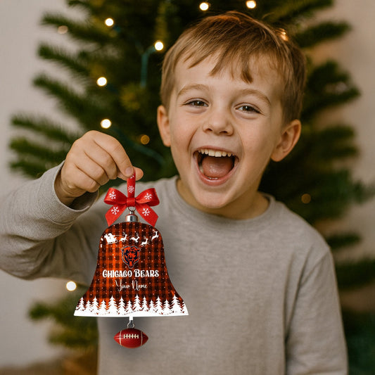 PREMIUM NFL X CHI  Christmas Bell Ornament Custom Name NDT NHM 131125