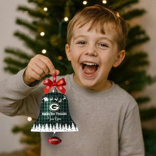 PREMIUM NFL X GB  Christmas Bell Ornament Custom Name NDT NHM 131125