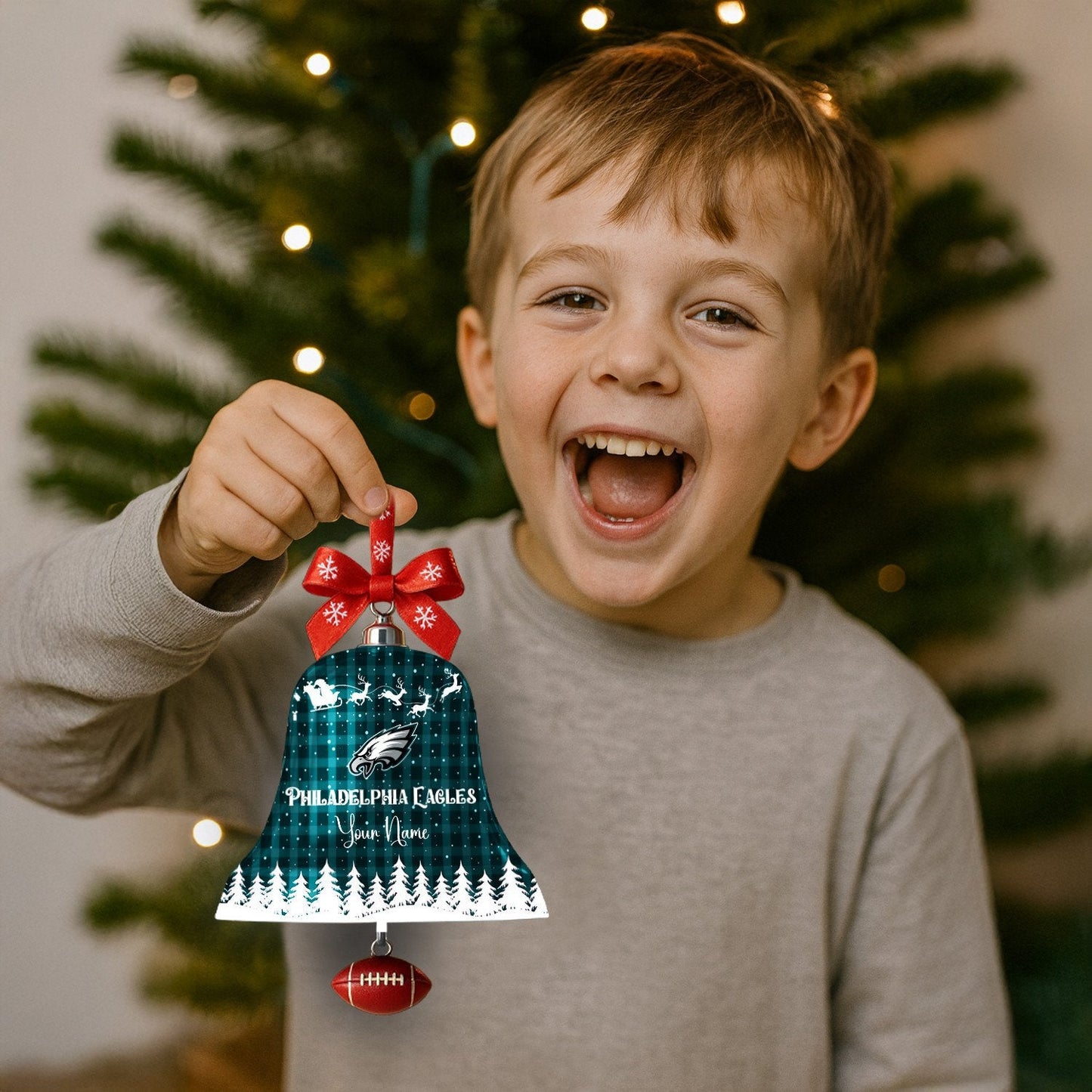 PREMIUM NFL X PHI  Christmas Bell Ornament Custom Name NDT NHM 131125