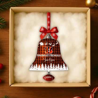 PREMIUM NFL X CIN Christmas Bell Ornament Custom Name NDT NHM 131125