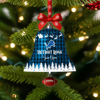 PREMIUM NFL X DET  Christmas Bell Ornament Custom Name NDT NHM 131125