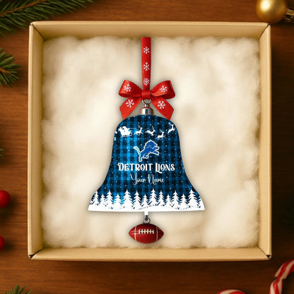 PREMIUM NFL X DET  Christmas Bell Ornament Custom Name NDT NHM 131125