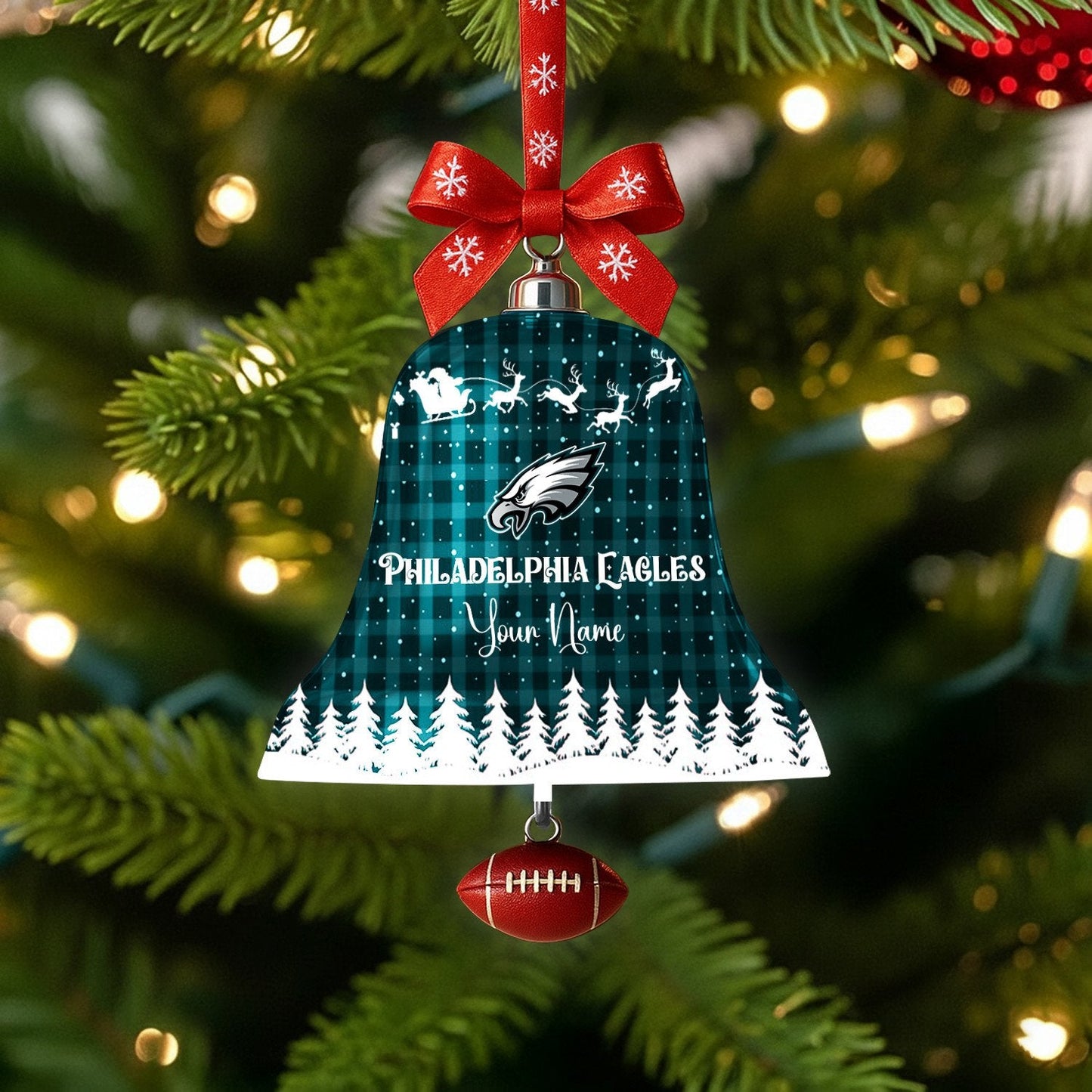 PREMIUM NFL X PHI  Christmas Bell Ornament Custom Name NDT NHM 131125