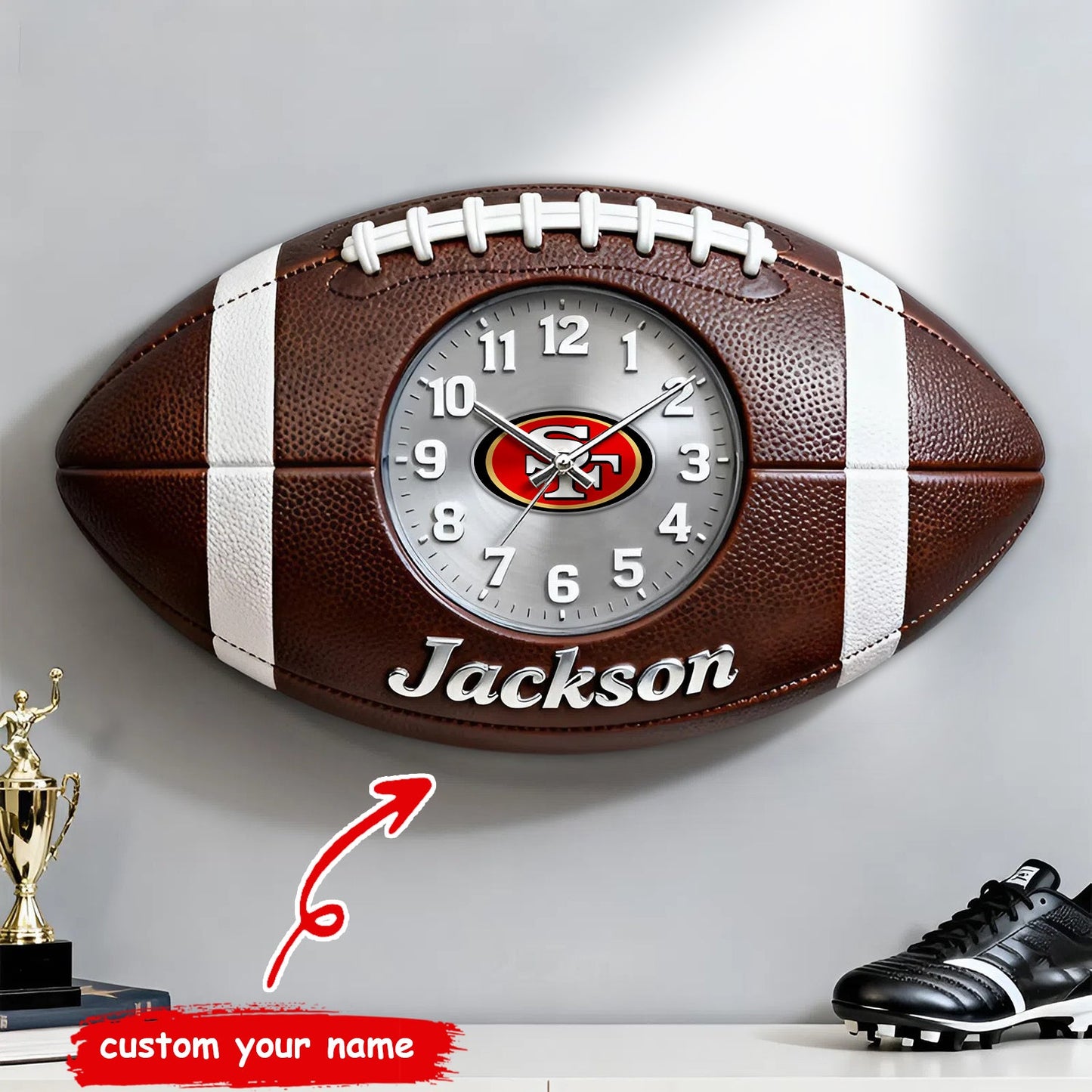 PREMIUM NFL X SF  Personalized Retro Rugby Fan Clock 081125 NDT NHM