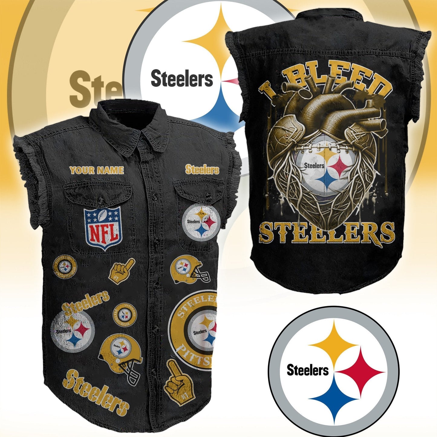 PS NFL Personalize Sleeveless Denim Jacket For Fan DDT CTND