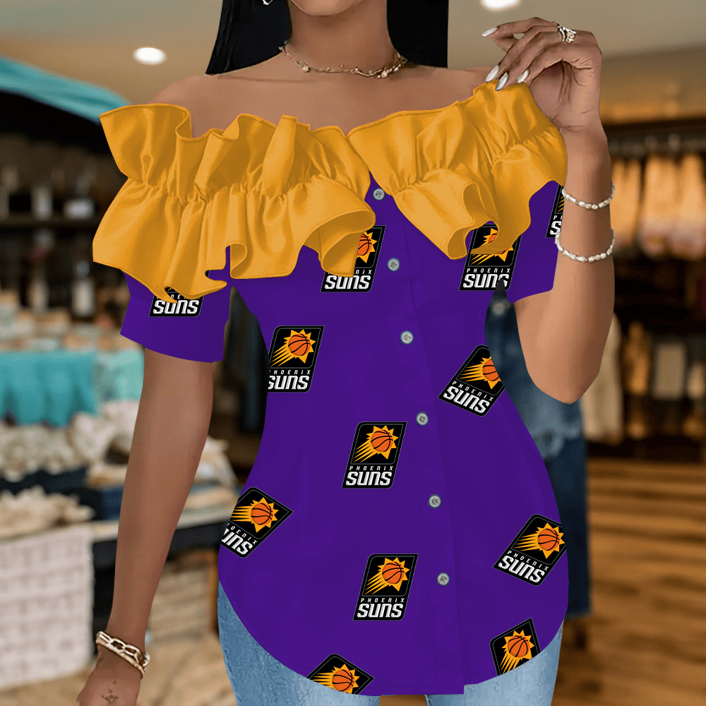 PS Premium NBA Women Ruffle Off-Shoulder Blouse DDT CTND