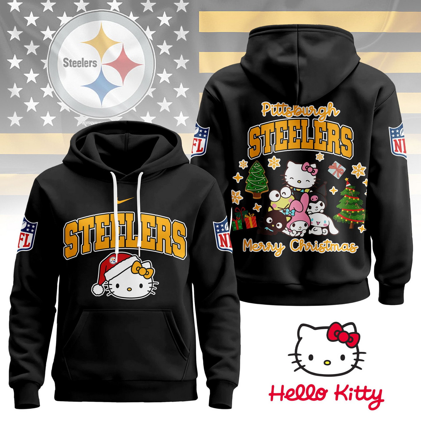 PS Premium NFL Hello Kitty Christmas 3D Hoodie DDT CTND