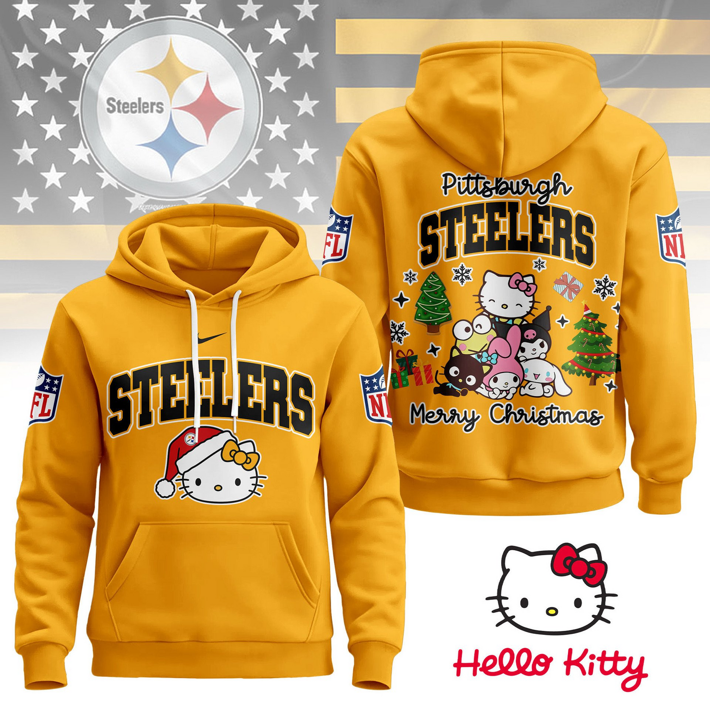 PS Premium NFL Hello Kitty Christmas 3D Hoodie DDT CTND