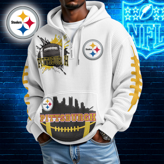 PS Premium NFL Waffle Zipper Long Sleeve Hooded Sweatshirt DDT CTND