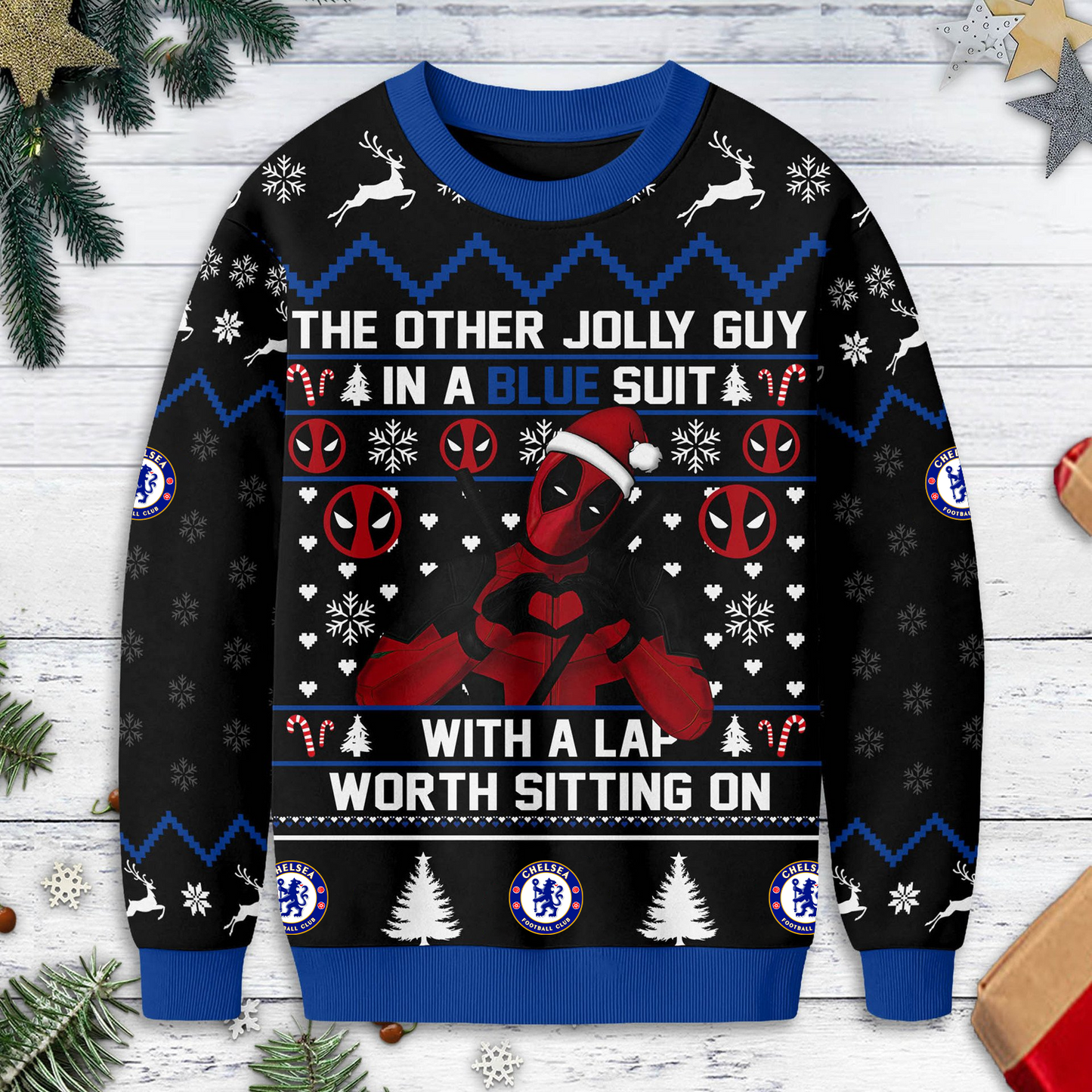 Premium EPL X CHEL Deadpool Christmas Ugly Sweater NDT TDT125