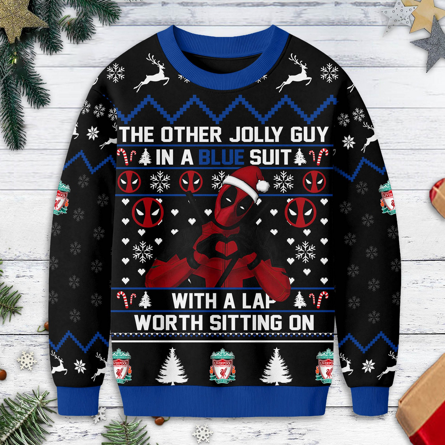 Premium EPL X LIV Deadpool Christmas Ugly Sweater NDT TDT125