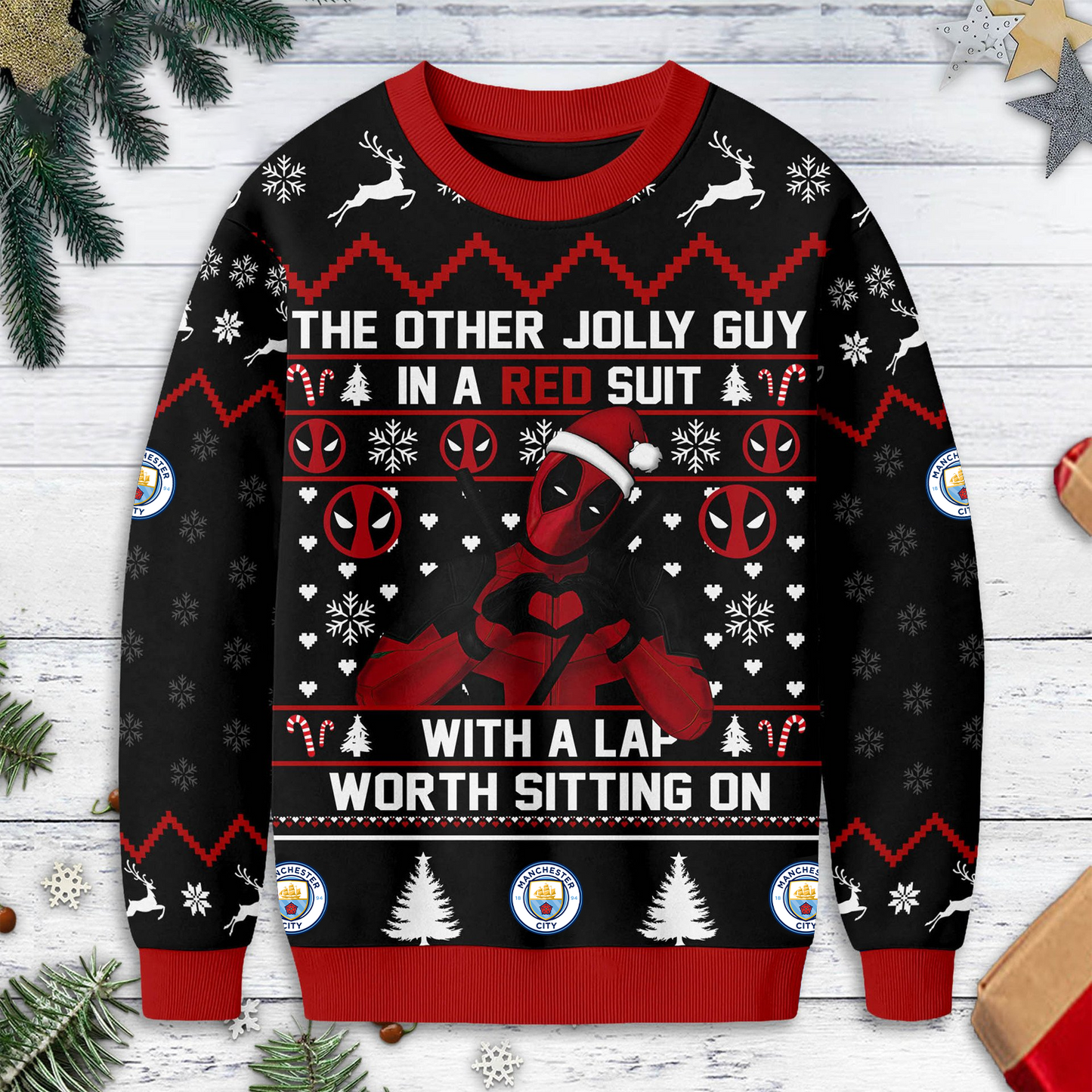 Premium EPL X MC Deadpool Christmas Ugly Sweater NDT TDT125