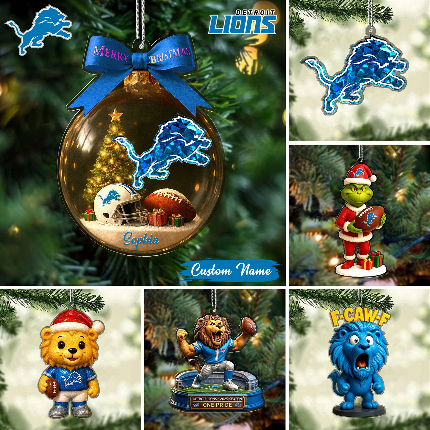 Premium NFL DET Chrismast Ornament V4 NMD TTV