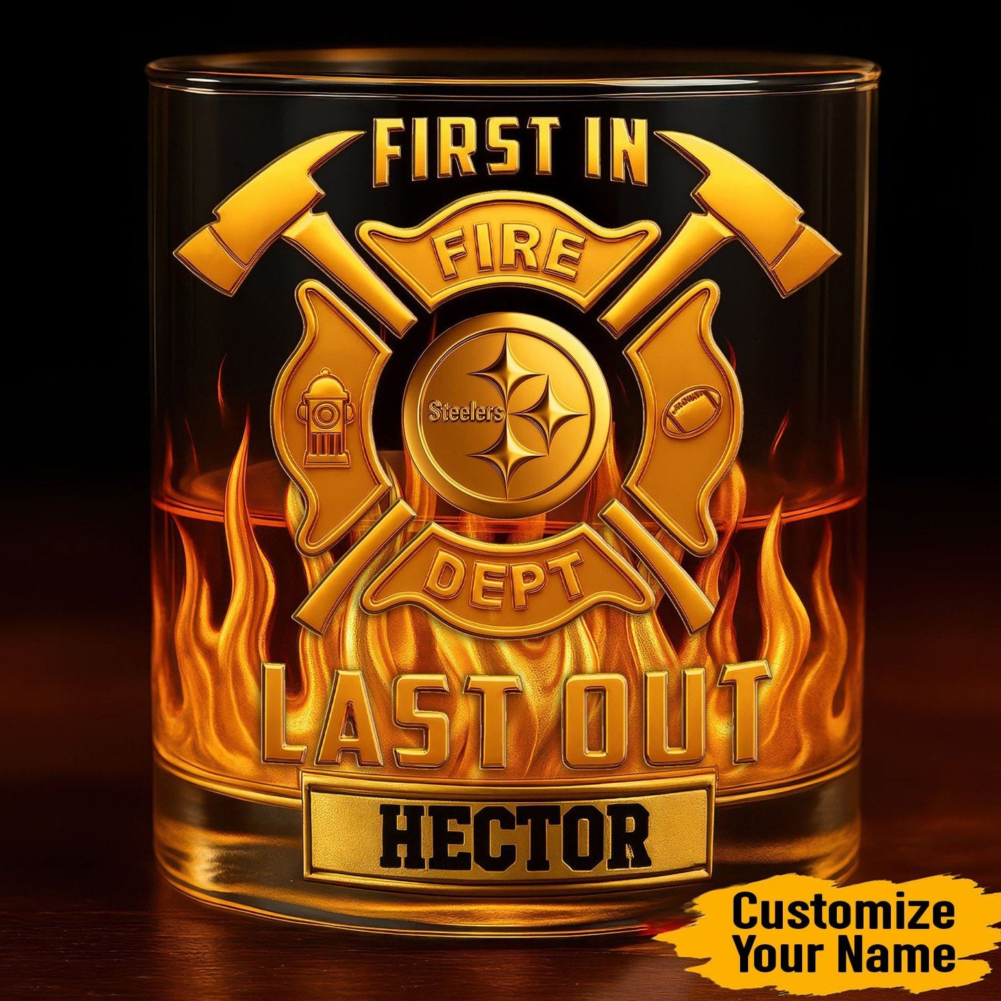 Premium NFL PIT First In Last Out Whiskey Glass V1 NMD NHM