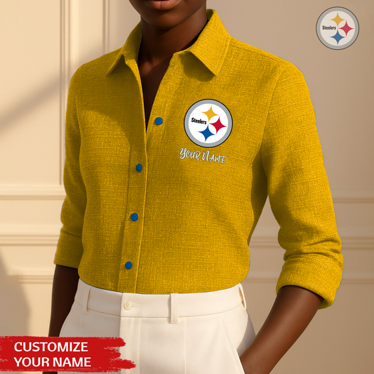 Premium NFL PIT Long Sleeve Button Up Shirt V1 NMD TTV