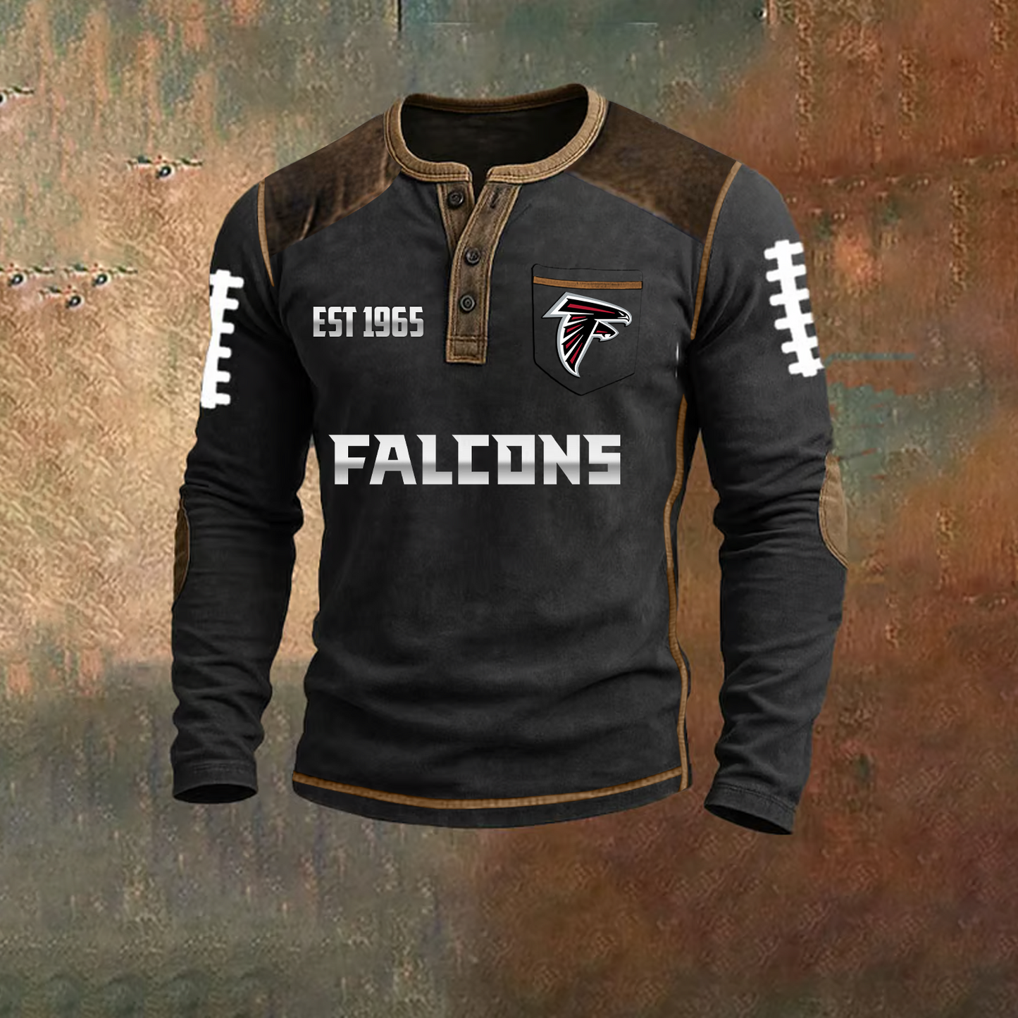 Premium NFL X ATL Classic Henley Long Sleeve Polo Shirt NDT TDT