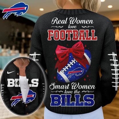 Premium NFL X BUF Smart Woman Love Football Cozy Split Knit Cardigan NDT NHM