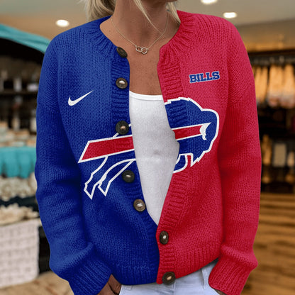 Premium NFL X BUF Smart Woman Love Football Cozy Split Knit Cardigan V2 NDT NHM