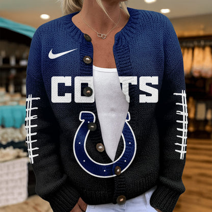Premium NFL X IND Smart Woman Love Football Cozy Split Knit Cardigan NDT NHM