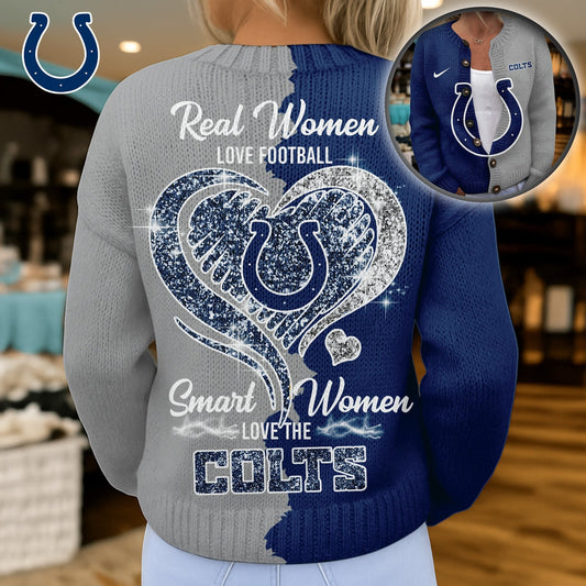 Premium NFL X IND Smart Woman Love Football Cozy Split Knit Cardigan V2 NDT NHM