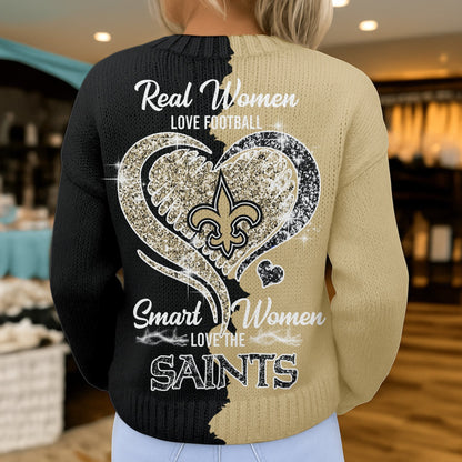 Premium NFL X NO Smart Woman Love Football Cozy Split Knit Cardigan V2 NDT NHM