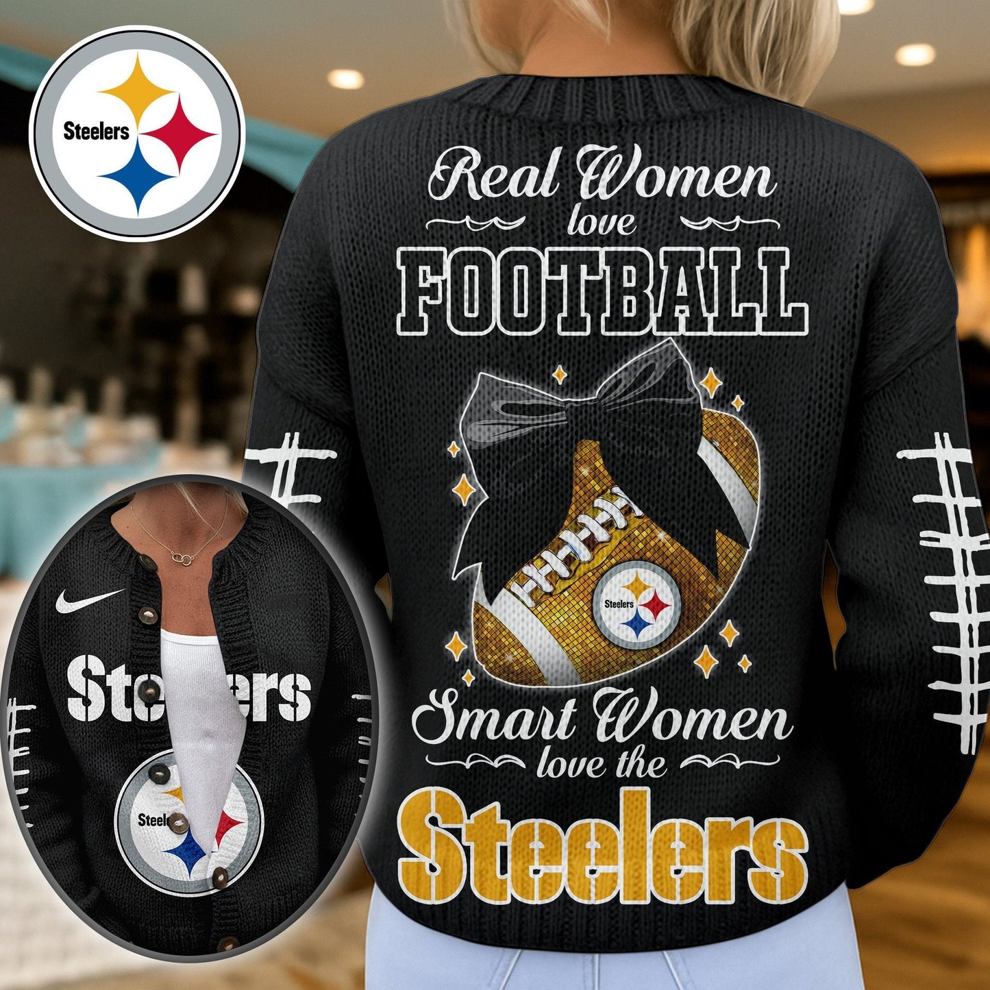Premium NFL X PIT Smart Woman Love Football Cozy Split Knit Cardigan NDT NHM