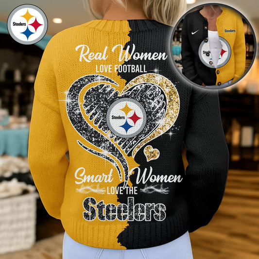 Premium NFL X PIT Smart Woman Love Football Cozy Split Knit Cardigan V2 NDT NHM