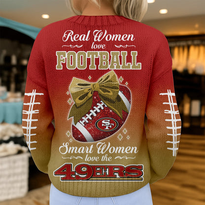 Premium NFL X SF Smart Woman Love Football Cozy Split Knit Cardigan NDT NHM