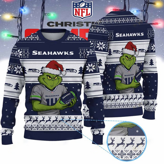 SEA X NFL Grinch Jersey Premium Ugly Sweater Xmas DATND THUONGNH