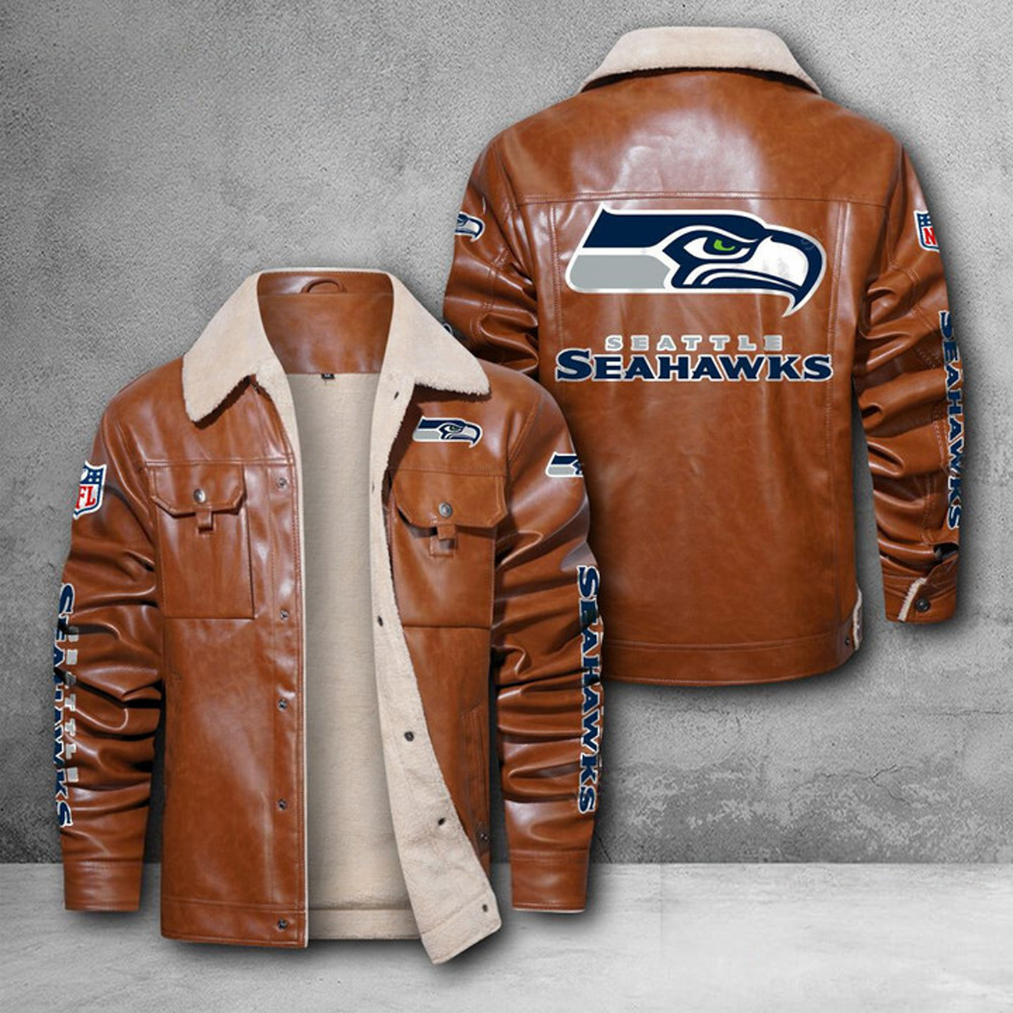 SEA X NFL LEATHER JACKET DATND THUONGNH