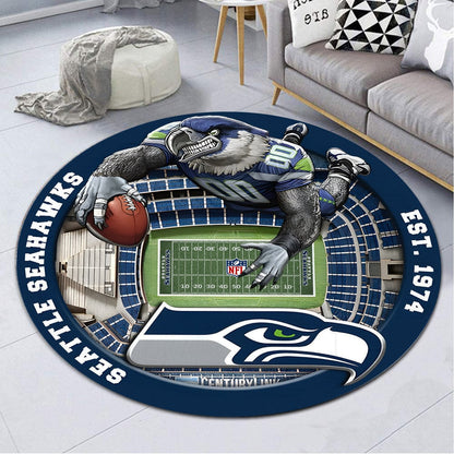 SEA x NFL Luxury 3D Round Rug DatND DVT