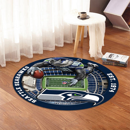SEA x NFL Luxury 3D Round Rug DatND DVT
