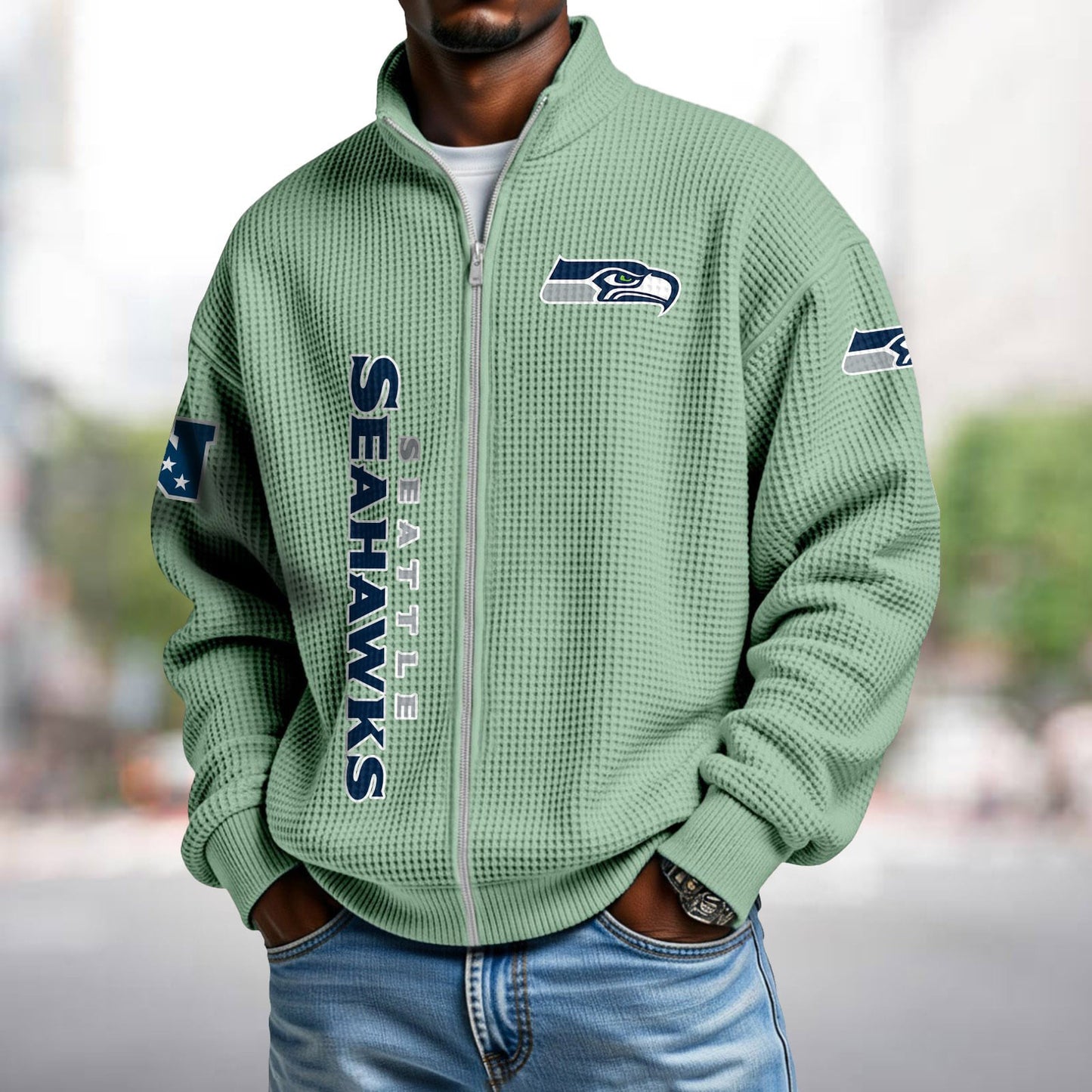 SEA x NFL Waffle Zip-Up Sweatshirt DATND TANTD