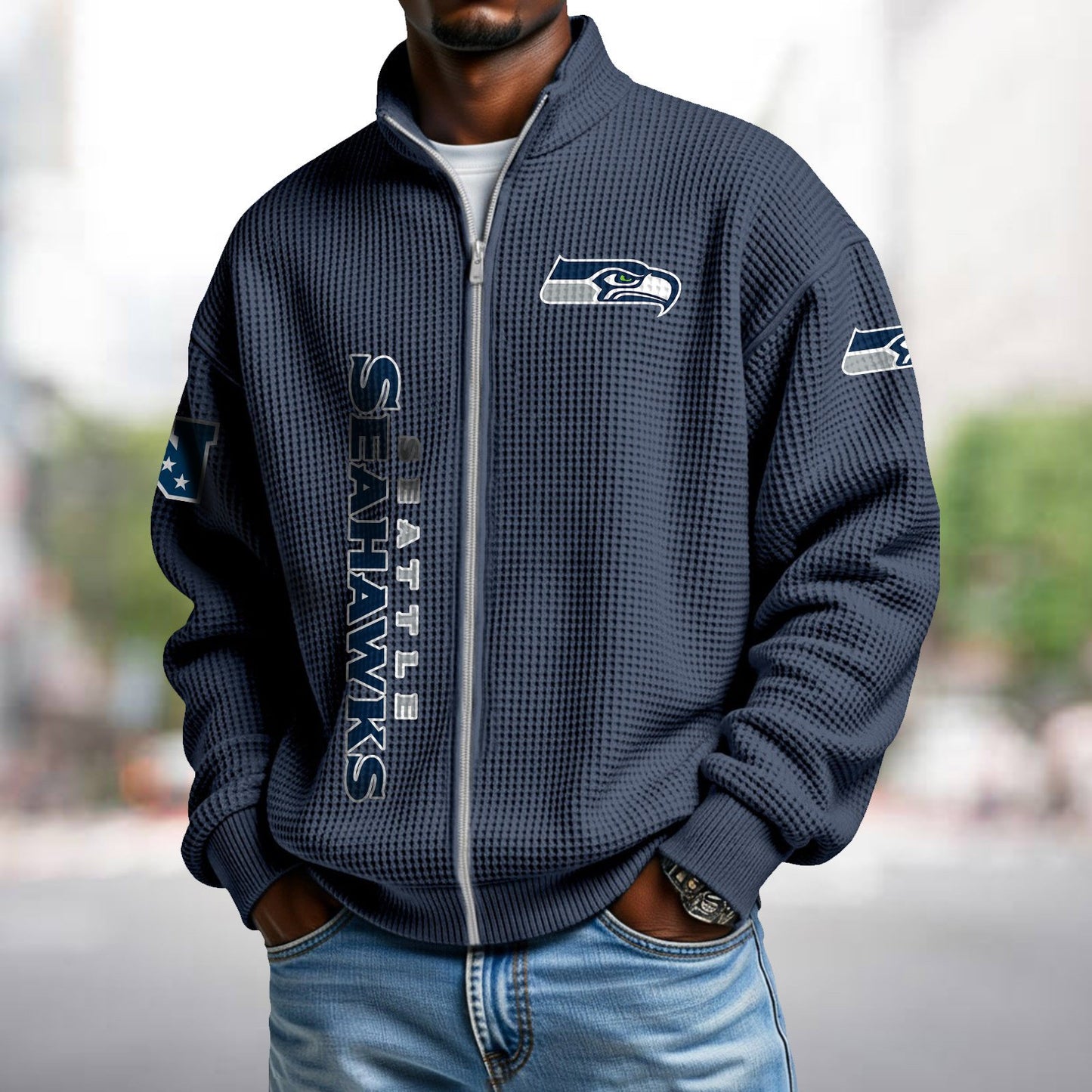 SEA x NFL Waffle Zip-Up Sweatshirt DATND TANTD