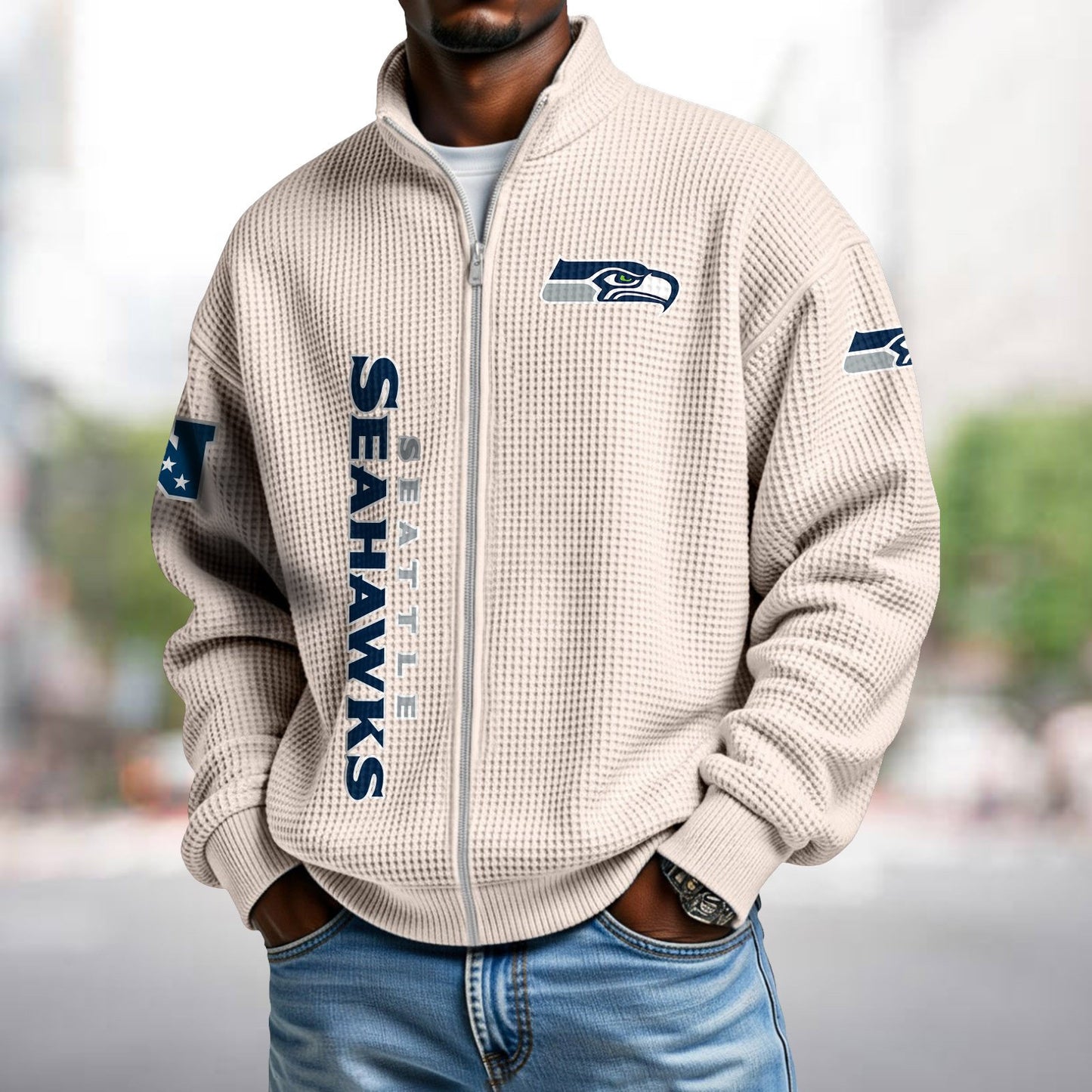 SEA x NFL Waffle Zip-Up Sweatshirt DATND TANTD