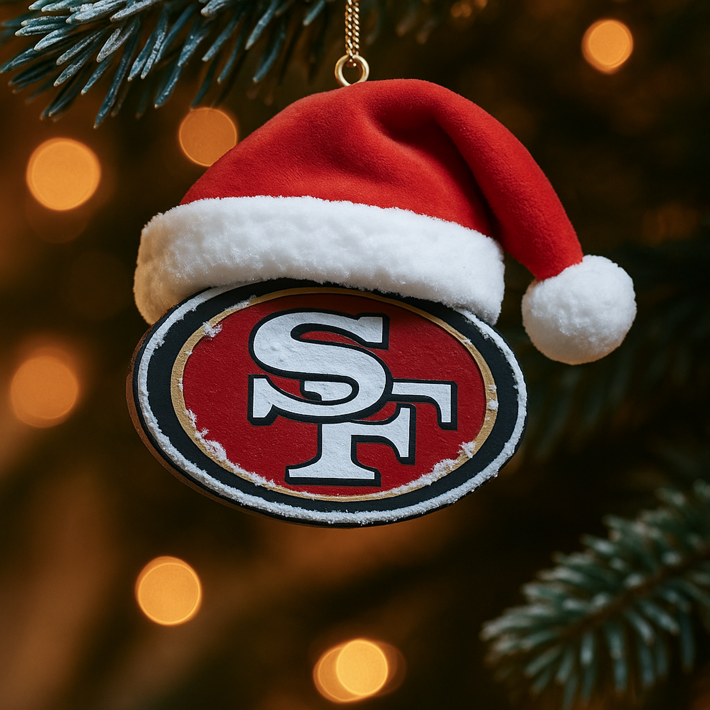 SF x NFL Santa Hat Christmas Ornament 0811 DatND DVT