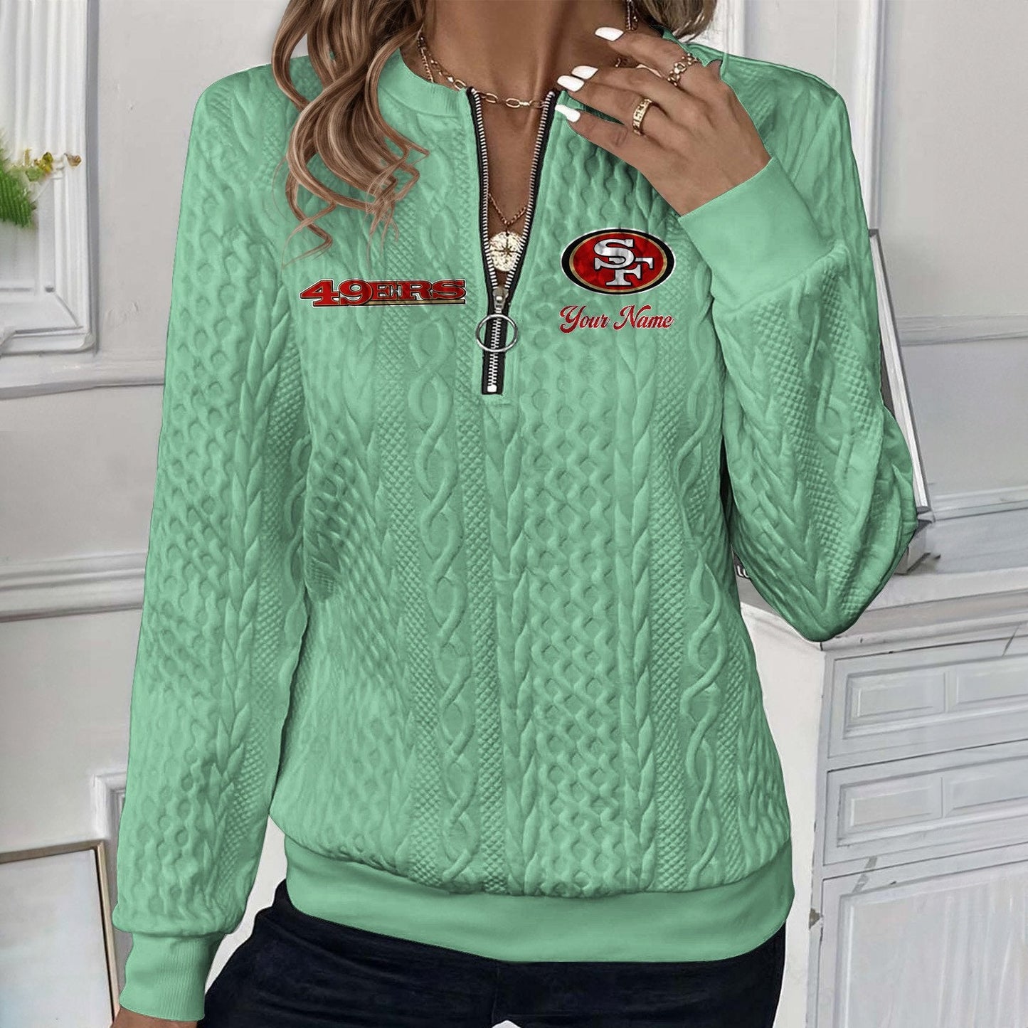 SF x NFL Women's Quilted Zip-UP Sweatshirt DatND DVT
