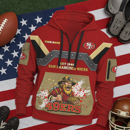 SF49 Premium NFL 3D Half Zip Hoodie DDT NTL