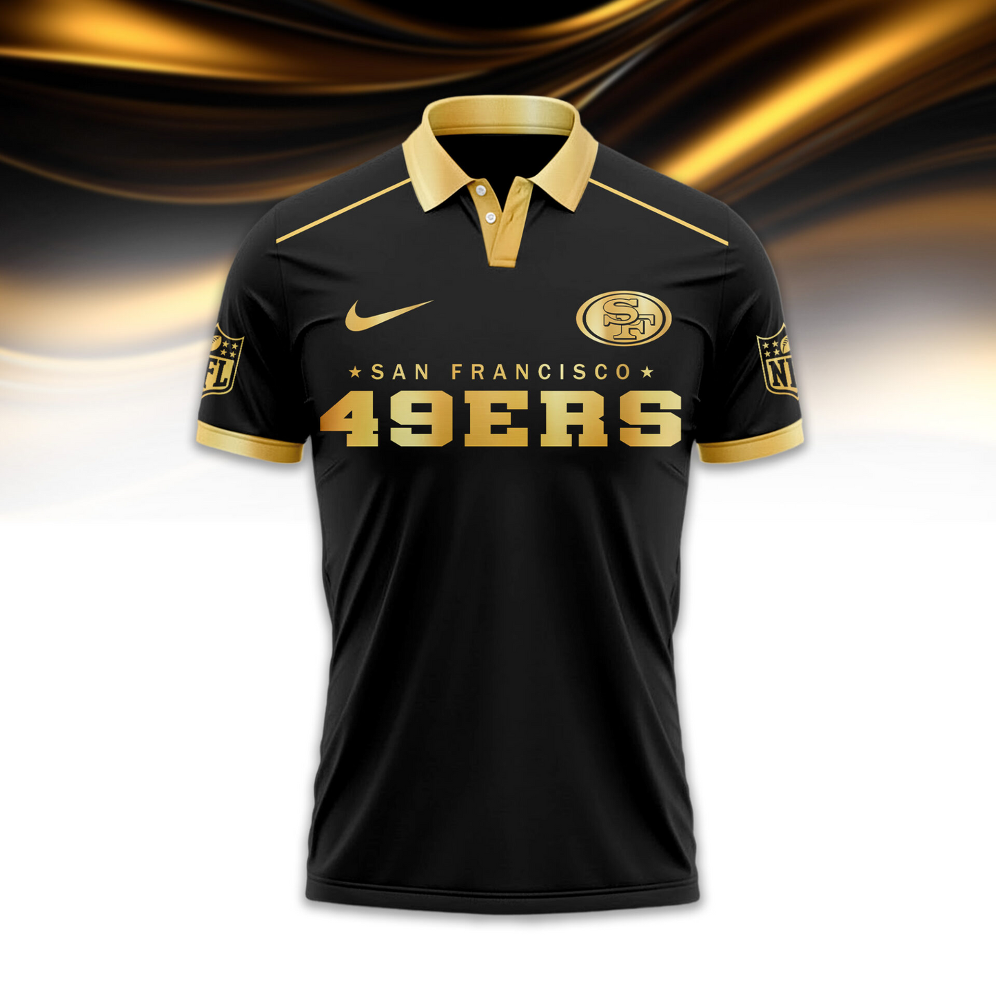 SF49 Premium NFL Black And Gold Custom Polo DDT CTND