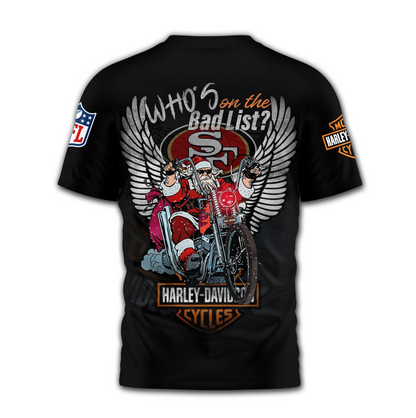 SF49 Premium NFL Harley-Davidson Santa Claus 3D Shirt DDT NTL