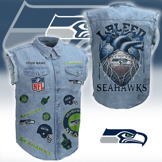 SS NFL Personalize Sleeveless Denim Jacket For Fan DDT CTND