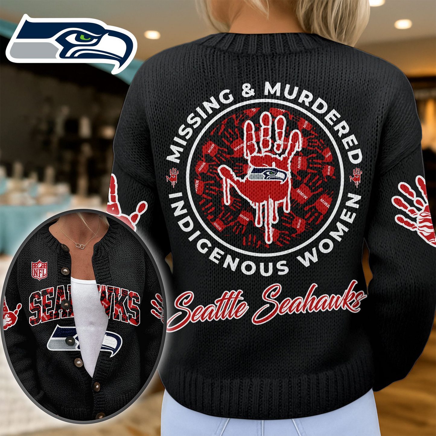 SS Premium NFL Cozy Knit Cardigan DDT NTL