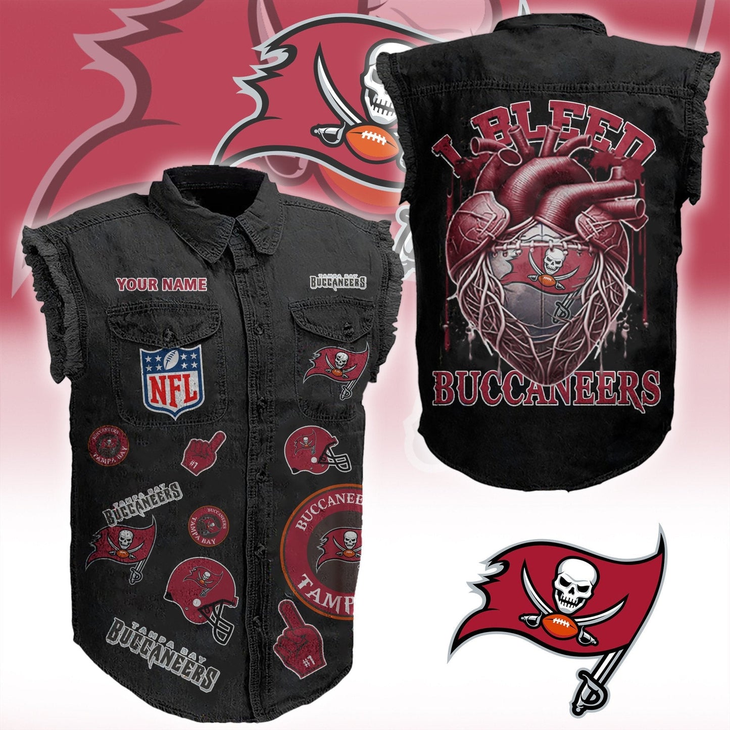 TBB NFL Personalize Sleeveless Denim Jacket For Fan DDT CTND