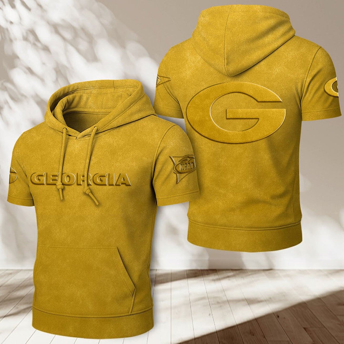 UGA x NCAA Half Sleeve Hoodie T-Shirt DatND ThuongNH