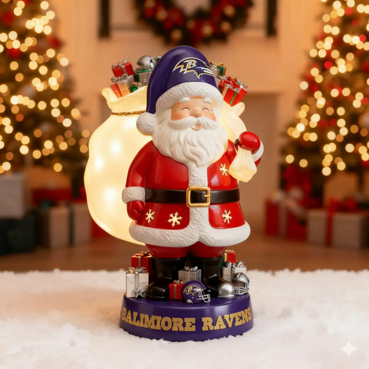 UNIQUE NFL X BATI Santa Claus LED NITE Holiday Statuary NDT NHM