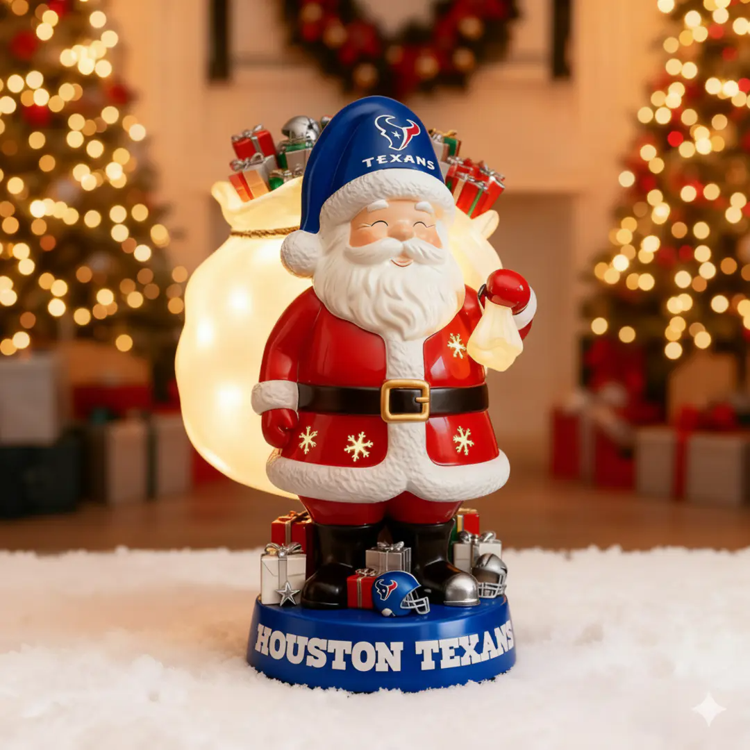 UNIQUE NFL X HOU Santa Claus LED NITE Holiday Statuary NDT NHM