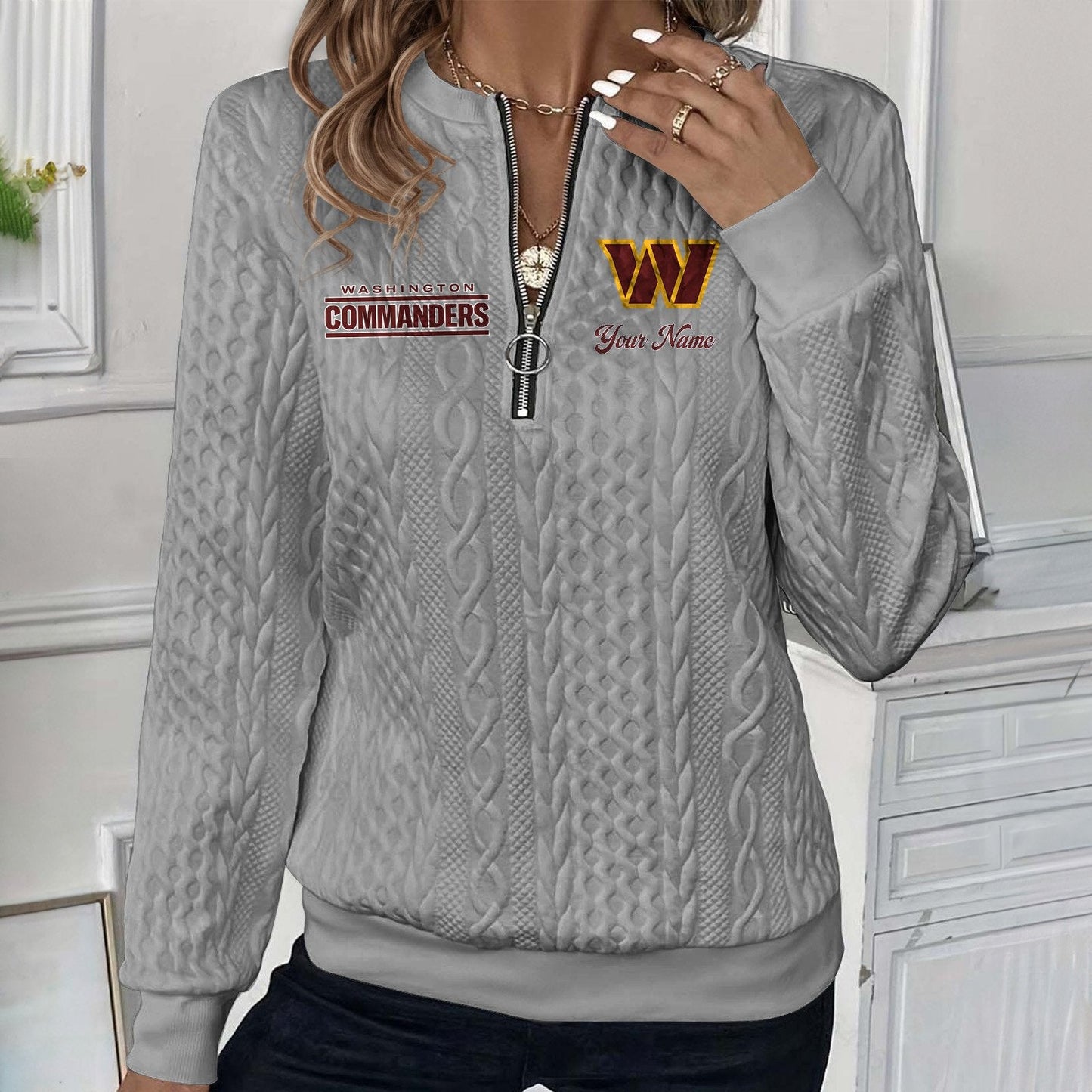 WAS x NFL Women's Quilted Zip-UP Sweatshirt DatND DVT
