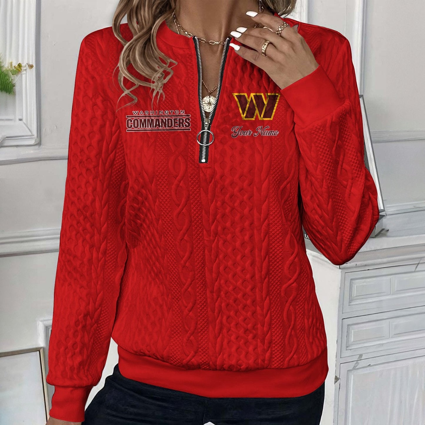 WAS x NFL Women's Quilted Zip-UP Sweatshirt DatND DVT